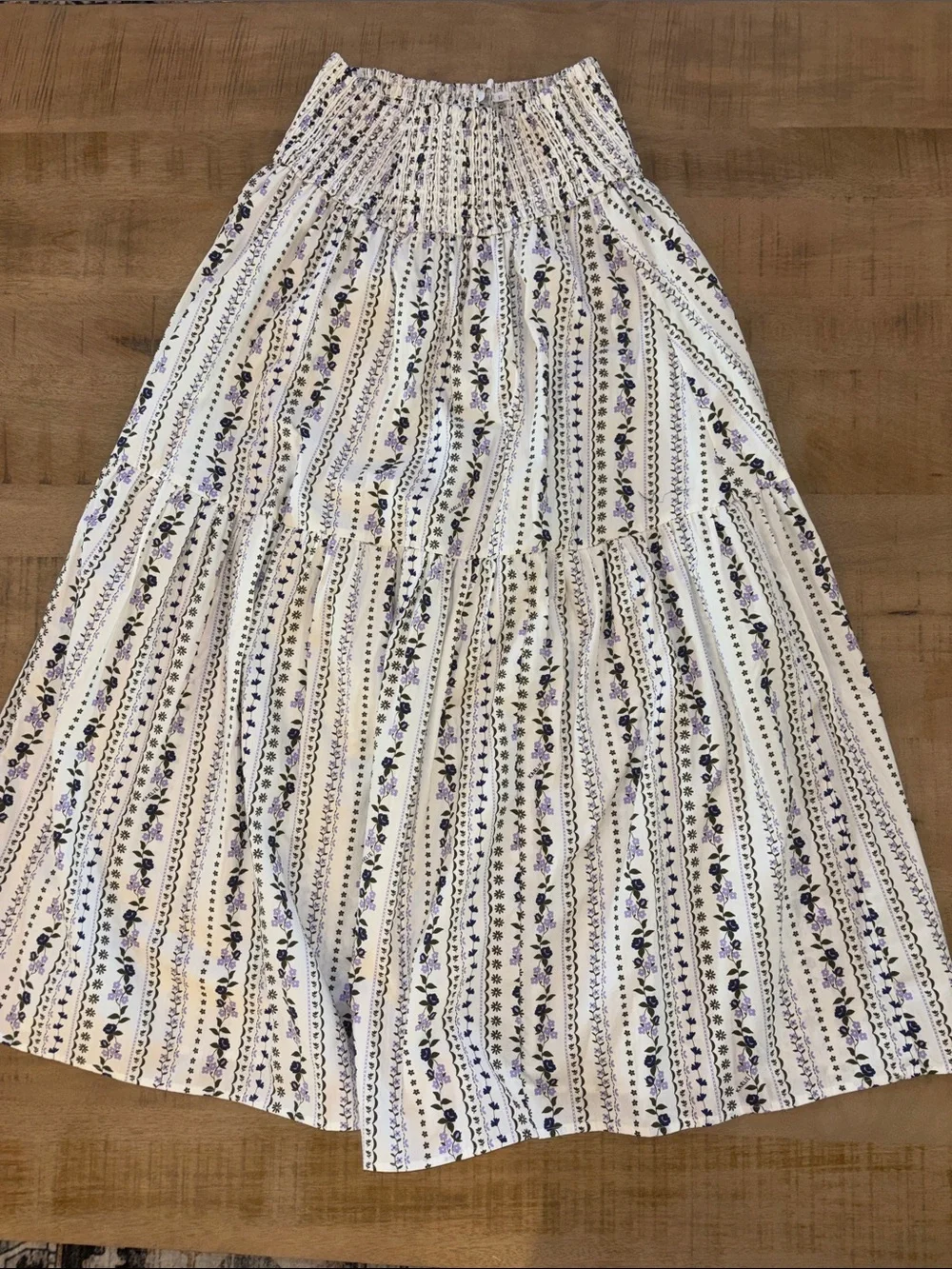Karlie French Floral Vine Tiered Maxi Skirt Large NWT New Feminine 100% Cotton - Picture 5 of 10